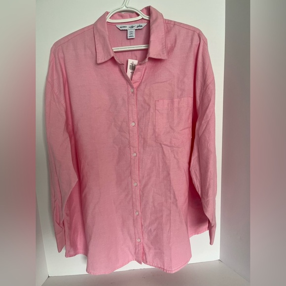 Old Navy Tops - Old Navy Boyfriend Shirt Women’s L Pink Top Button